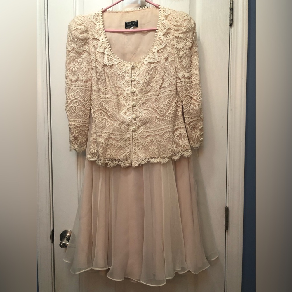 CACHET—TWO PIECE SPECIAL OCCASION JACKET AND SKIRT ENSEMBLE